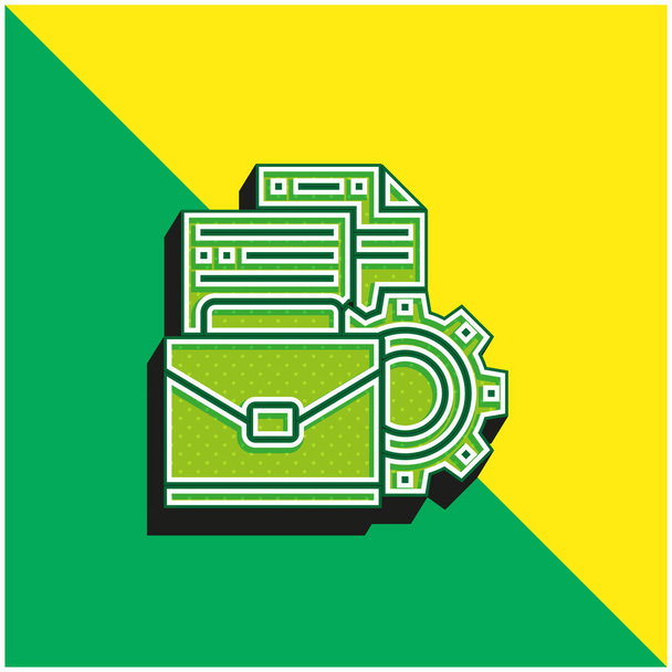 Maletín verde y amarillo moderno vector 3d icono logotipo - Vector, Imagen