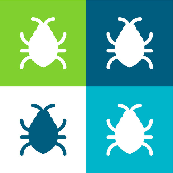 Big Bug Flat Minimal Icon Set mit vier Farben - Vektor, Bild
