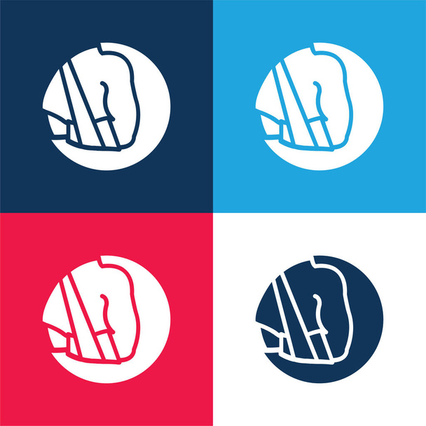 Brazo azul y rojo conjunto de iconos mínimo de cuatro colores - Vector, Imagen