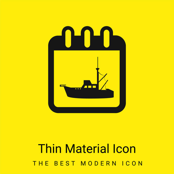 Data di viaggio della barca Calendario giornaliero Pagina Interfaccia Simbolo minimo giallo brillante materiale icona - Vettoriali, immagini