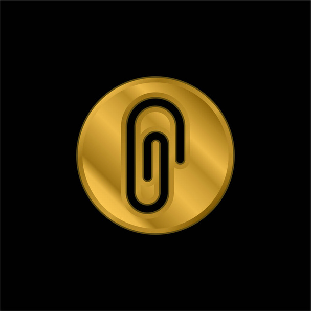 Adjunte el icono metálico chapado en oro o el vector del logotipo - Vector, Imagen