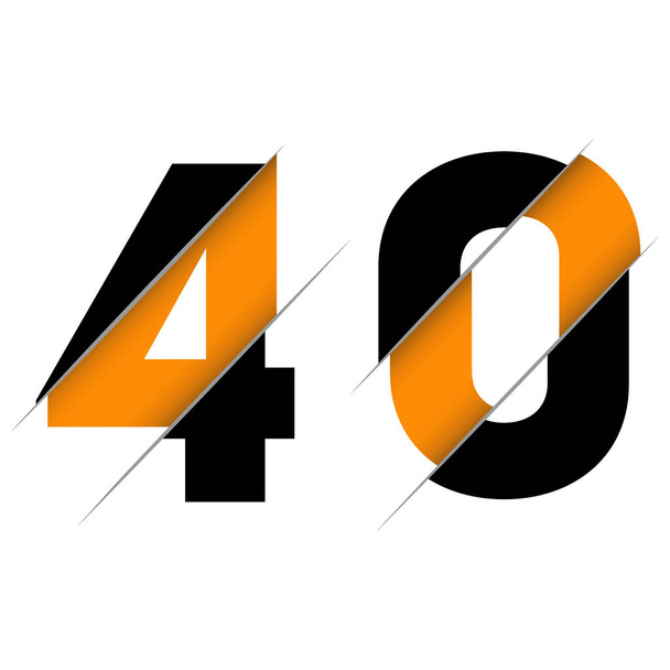 40 4 0 Nummernlogo-Design mit kreativem Schnitt und schwarzem Hintergrund. Kreatives Logo-Design. - Vektor, Bild