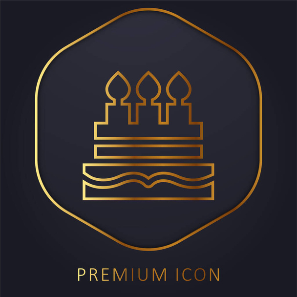 День народження Торт золота лінія преміум логотип або значок
 - Вектор, зображення