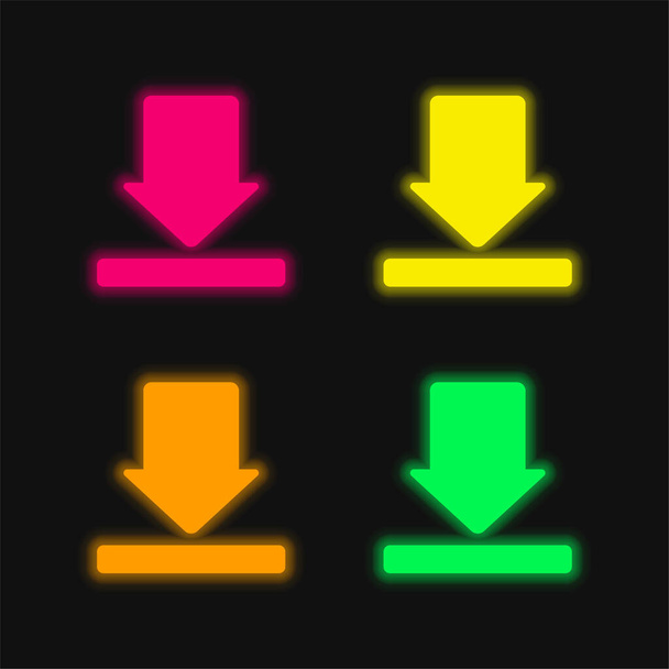 Seta quatro cor brilhante ícone vetor de néon - Vetor, Imagem