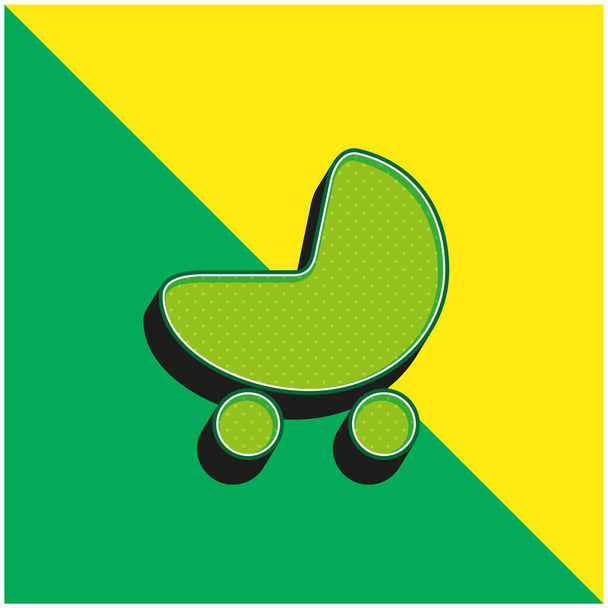 Детский силуэт Зеленый и желтый современный трехмерный векторный логотип - Вектор,изображение