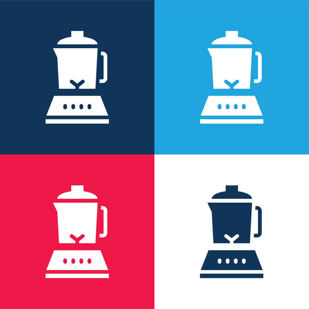 Blender azul e vermelho conjunto de ícones mínimos de quatro cores - Vetor, Imagem