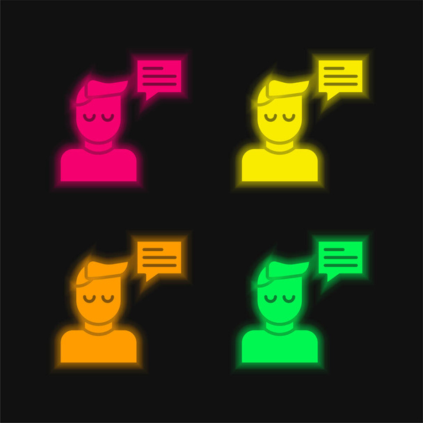 Asesor de cuatro colores brillante icono de vectores de neón - Vector, Imagen