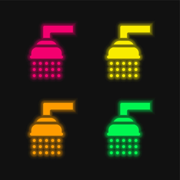 Bagno quattro colori luminosi icona vettoriale al neon - Vettoriali, immagini
