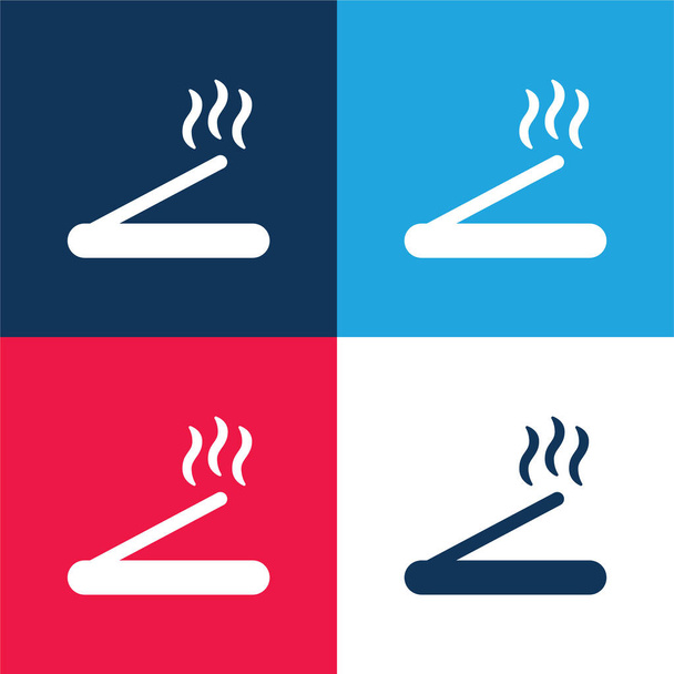 Aromaterapie modrá a červená čtyři barvy minimální sada ikon - Vektor, obrázek