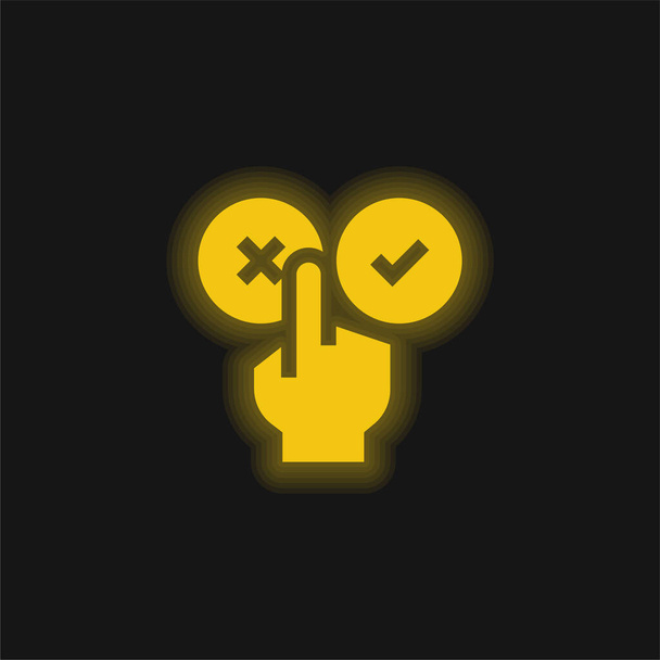 Mala revisión amarillo brillante icono de neón - Vector, Imagen