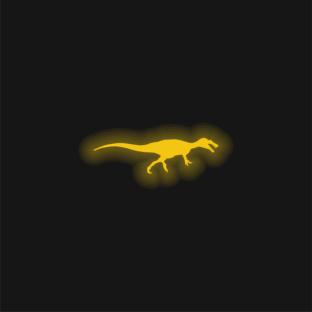 バリオニキス恐竜の形黄色の輝くネオンアイコン - ベクター画像
