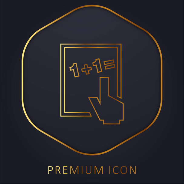 Matemáticas básicas línea dorada logotipo premium o icono - Vector, imagen