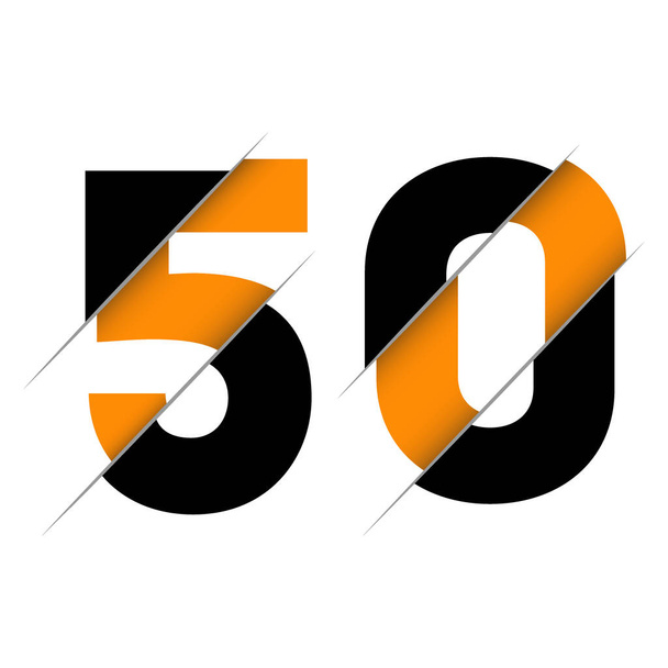50 5 0 Design de Logotipo de Número com um Fundo Criativo de Corte e Círculo Preto. Design de logotipo criativo. - Vetor, Imagem