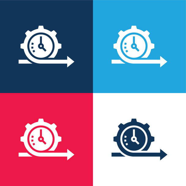 Agile blue and red four color minimal icon set - Vector, Image