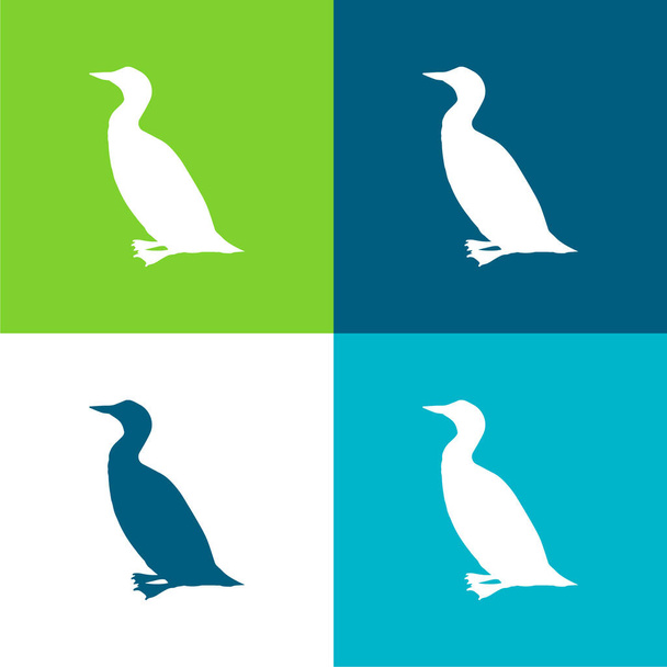 Bird Loon Shape Lapos négy szín minimális ikon készlet - Vektor, kép