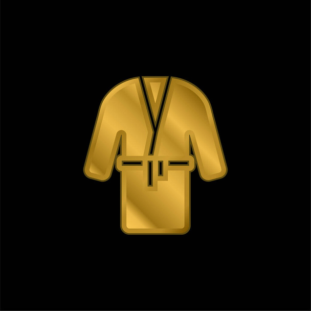 Roupão banhado a ouro ícone metálico ou vetor logotipo - Vetor, Imagem