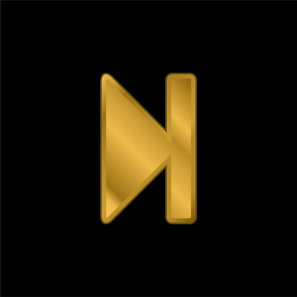 Botón de avance chapado en oro icono metálico o logo vector - Vector, Imagen