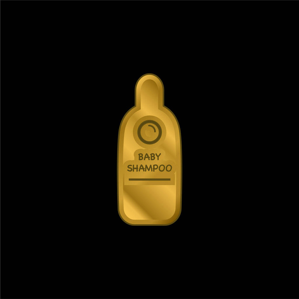 Baby Shampoo Container banhado a ouro ícone metálico ou vetor logotipo - Vetor, Imagem
