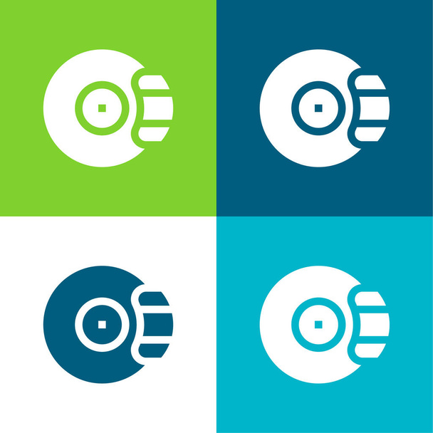 Fék lapos négy szín minimális ikon készlet - Vektor, kép