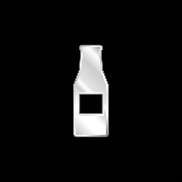ビールボトル銀メッキ金属アイコン - ベクター画像