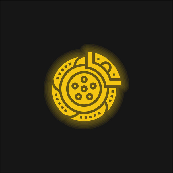 Icône néon jaune frein brillant - Vecteur, image