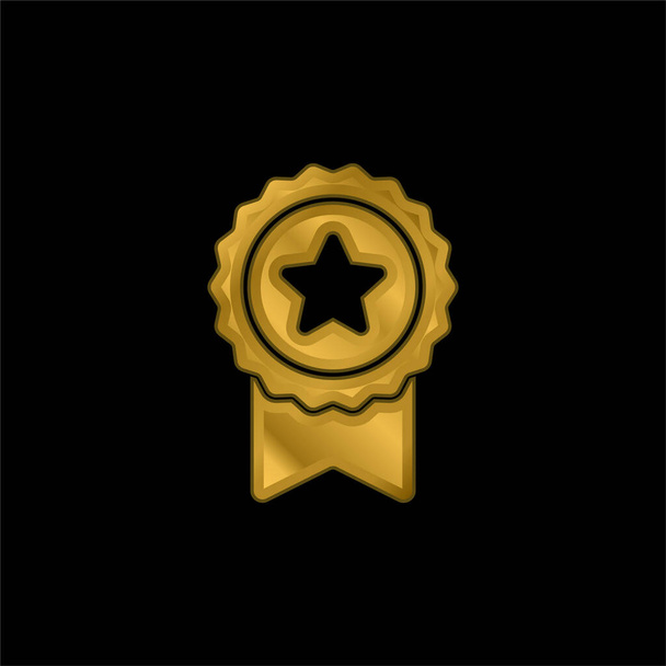 Badge With A Star gold plated metalic icon or logo vector - Vector, Image
