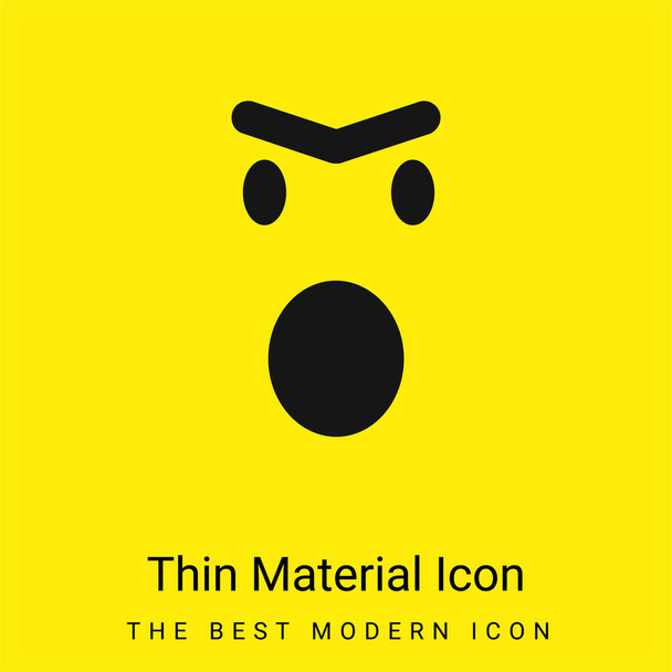 Rozzlobený emotikonový obličej s otevřenými ústy v zaobleném čtvercovém obrysu minimální jasně žlutá ikona materiálu - Vektor, obrázek