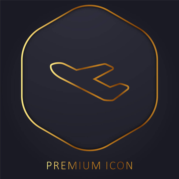 Aeropuerto Salidas línea dorada logotipo premium o icono - Vector, imagen