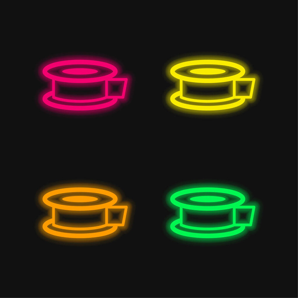Liima Nauha neljä väriä hehkuva neon vektori kuvake - Vektori, kuva