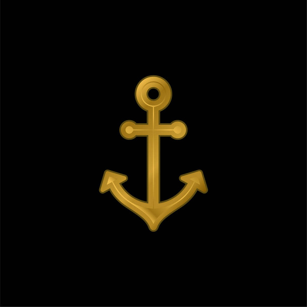 Barco âncora banhado a ouro ícone metálico ou vetor logotipo - Vetor, Imagem