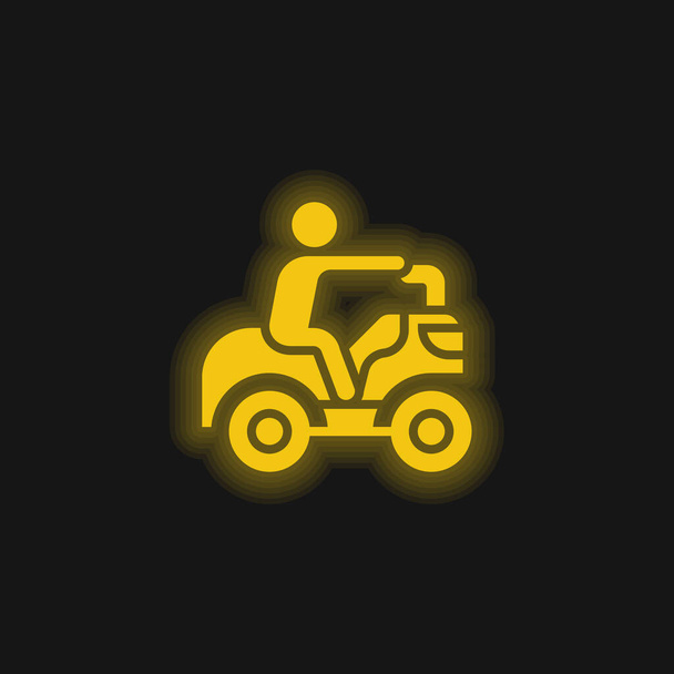 Atv geel gloeiende neon pictogram - Vector, afbeelding