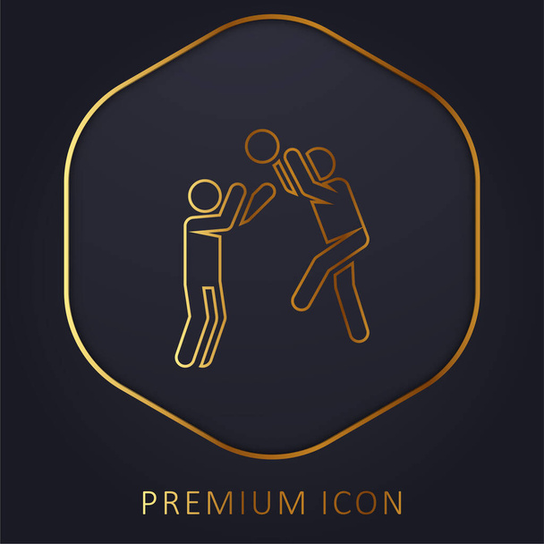 Jogador de basquete linha dourada logotipo premium ou ícone - Vetor, Imagem
