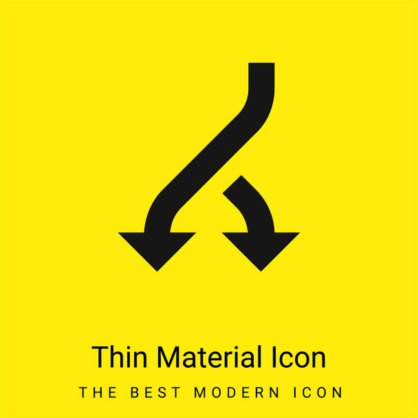 Bifurcation Arrow minimal bright yellow material icon - Vector, Image