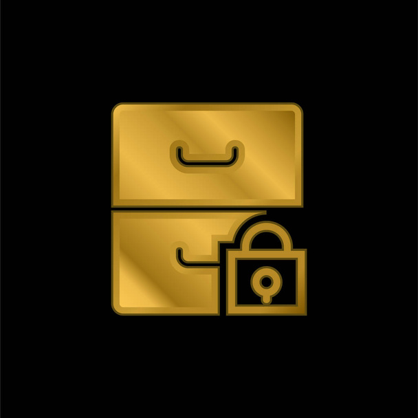 Archivo chapado en oro icono metálico o vector de logotipo - Vector, Imagen