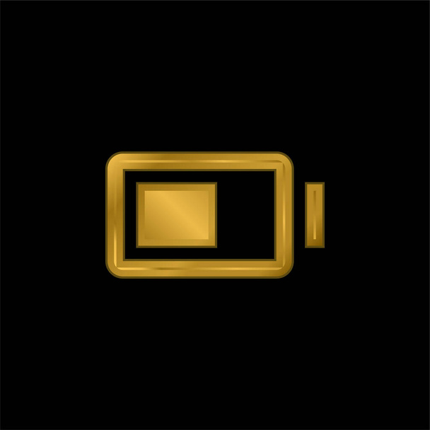 Batería chapado en oro icono metálico o vector de logotipo - Vector, Imagen