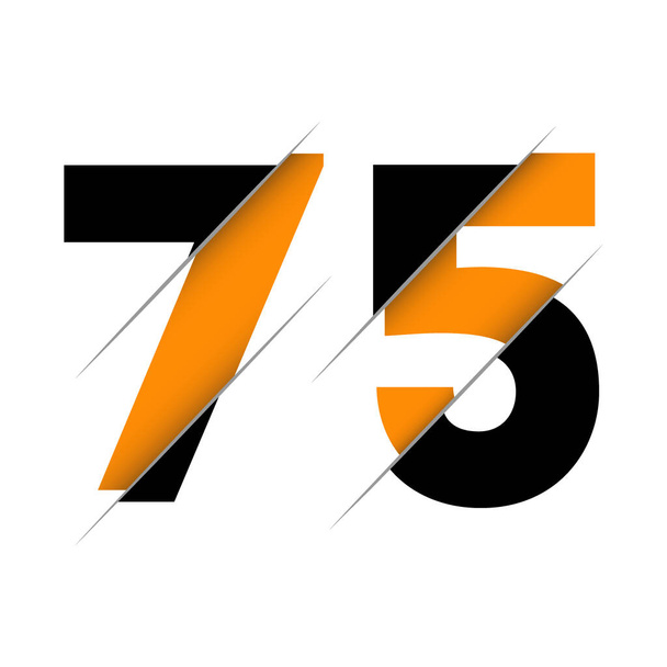74 7 4 Número Logotipo Diseño con un corte creativo y fondo de círculo negro. Diseño del logo creativo. - Vector, imagen
