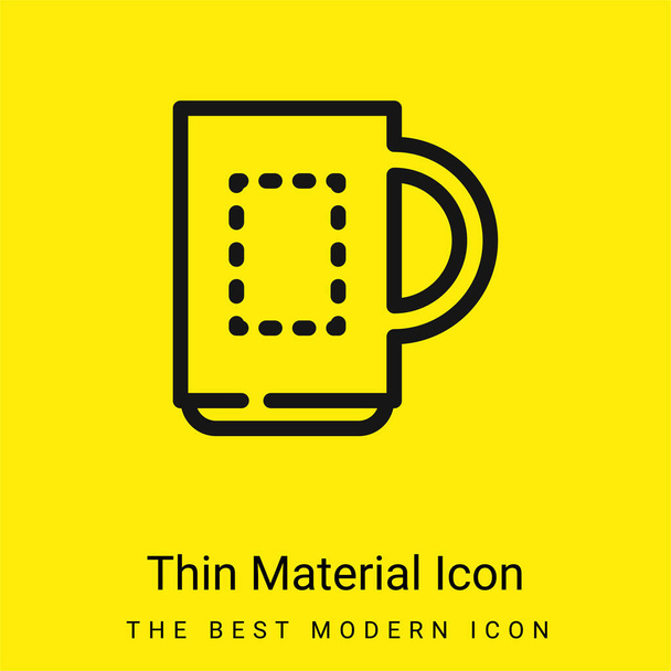 Grande tasse minimale icône de matériau jaune vif - Vecteur, image