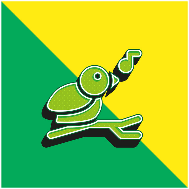 Bird Πράσινο και κίτρινο σύγχρονο 3d διάνυσμα εικονίδιο λογότυπο - Διάνυσμα, εικόνα