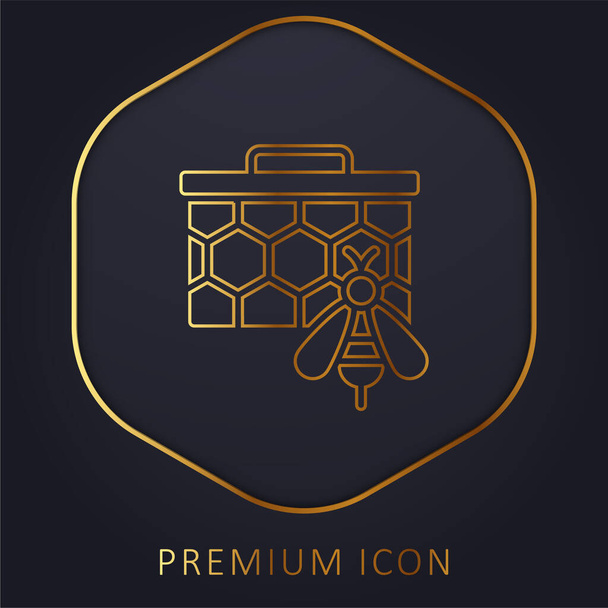 Bees golden line premium logo or icon - Vector, Image