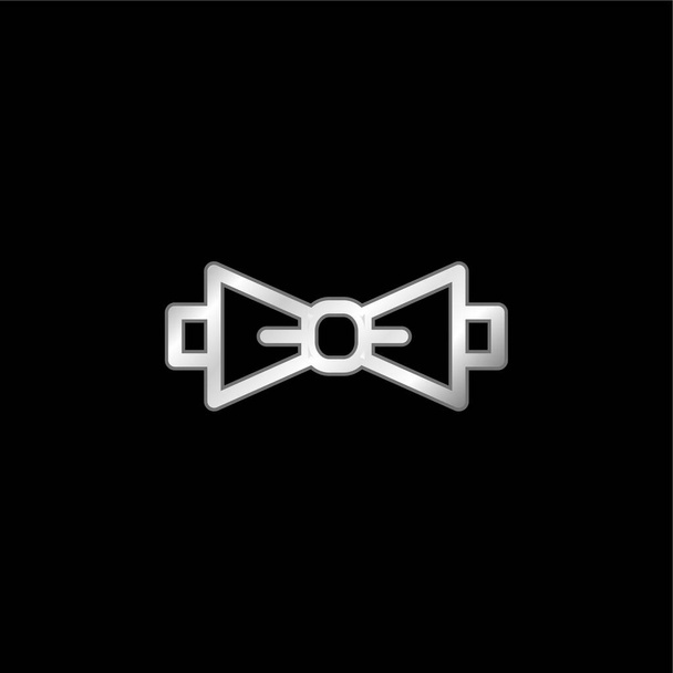 Bow Tie silver plated metallic icon - Vector, Image