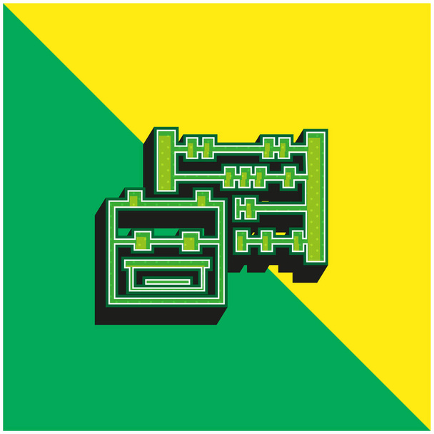 Mochila y Abacus verde y amarillo moderno logotipo del icono del vector 3d - Vector, imagen