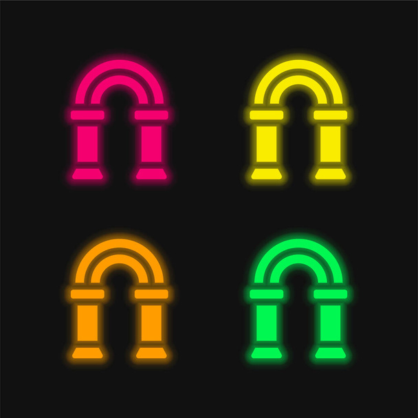 Bogen vier Farbe leuchtenden Neon-Vektor-Symbol - Vektor, Bild