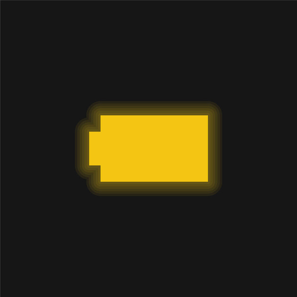 バッテリーブラックシルエットシェイプイエローのネオンアイコン - ベクター画像
