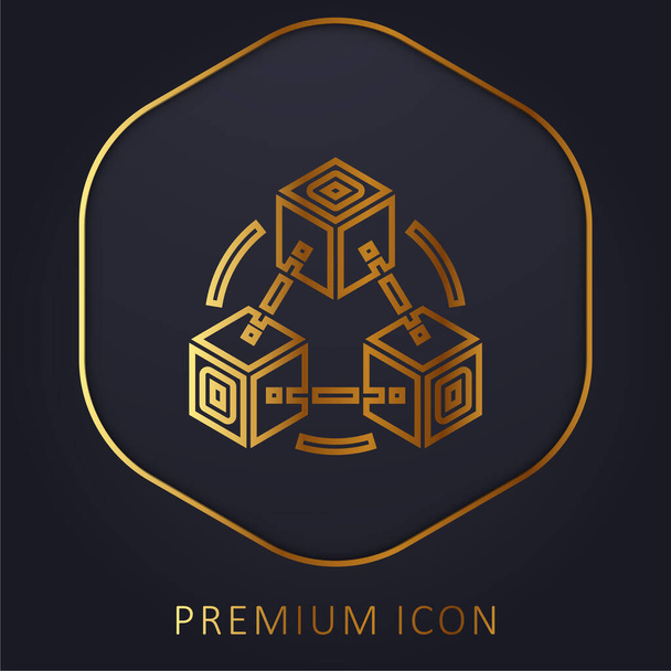 Blockchain golden line premium logo or icon - Vector, Image