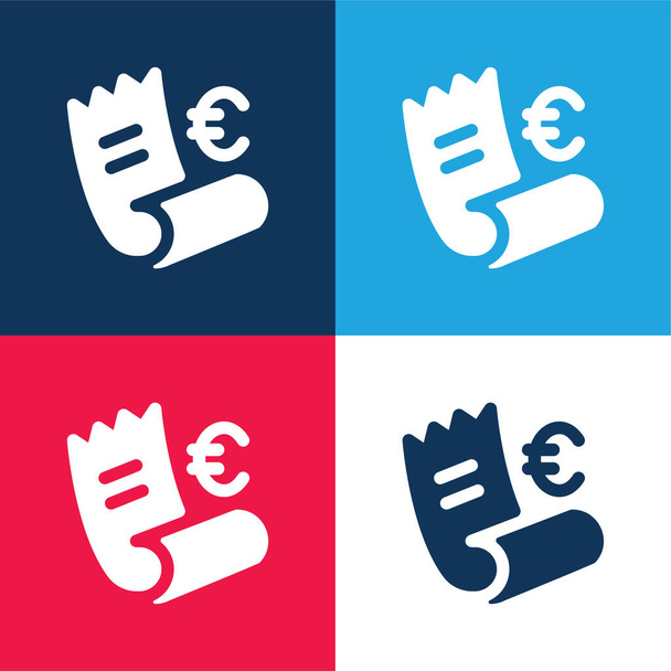 Bill blue and red four color minimal icon set - Vector, Image