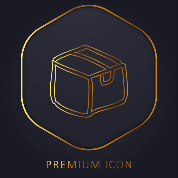 Caixa de arquivo Ferramenta desenhada à mão esboçada linha dourada logotipo ou ícone premium - Vetor, Imagem