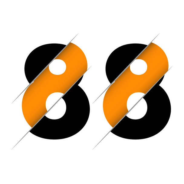 88 8 Λογότυπο Αριθμός Σχεδιασμός με Creative Cut και μαύρο κύκλο φόντο. Σχεδιασμός δημιουργικού λογοτύπου. - Διάνυσμα, εικόνα