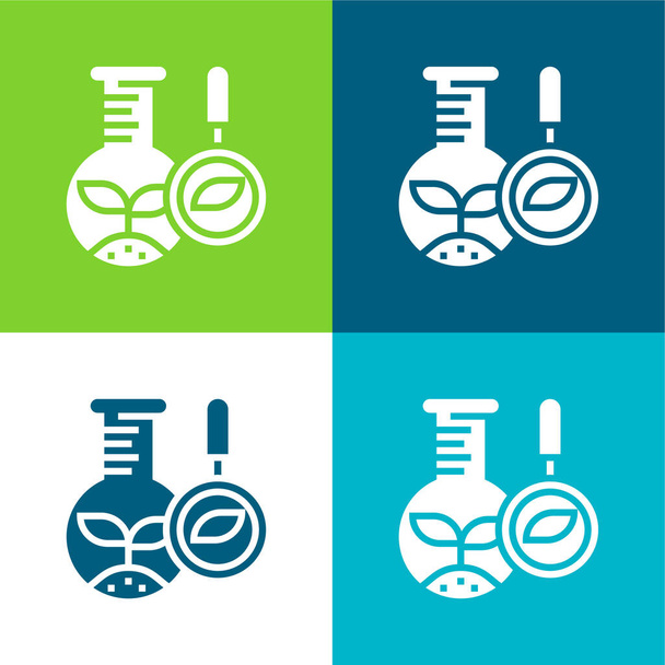 Biologia Conjunto de ícones mínimos de quatro cores plano - Vetor, Imagem