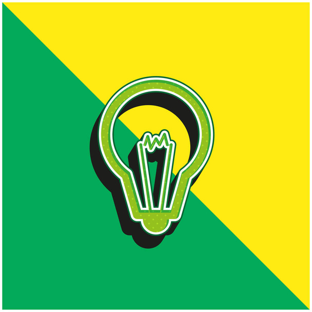 Bombilla grande verde y amarillo moderno vector 3d icono logotipo - Vector, Imagen
