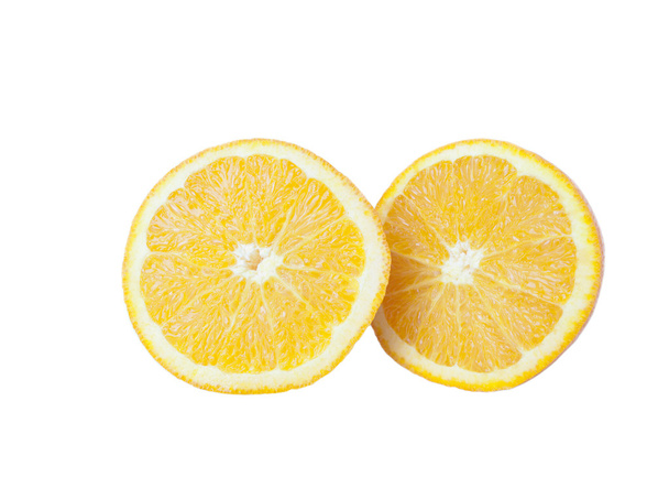 Two halves of orange isolated on white - Foto, afbeelding